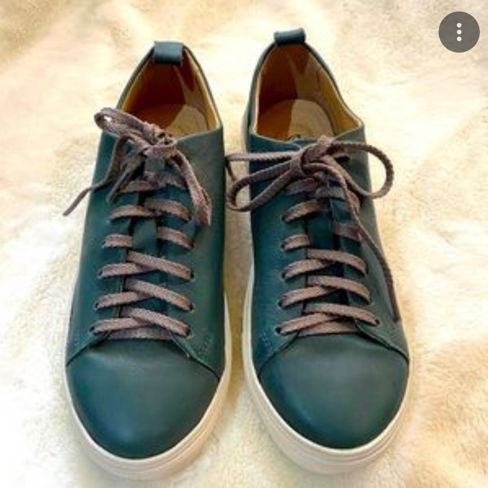 Luxe De Leon Forest Green Leather Sneakers Sz 6.5 NEW